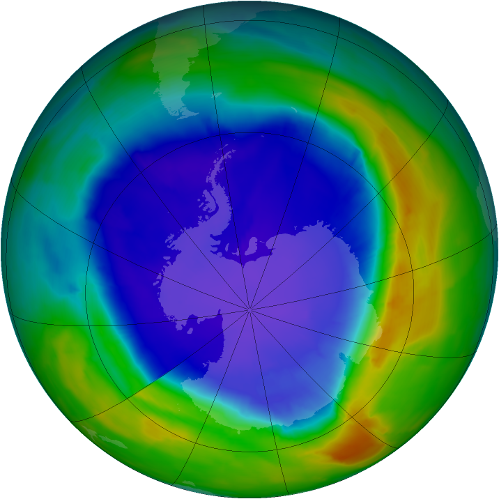 Antarctic ozone map for 15 September 2013